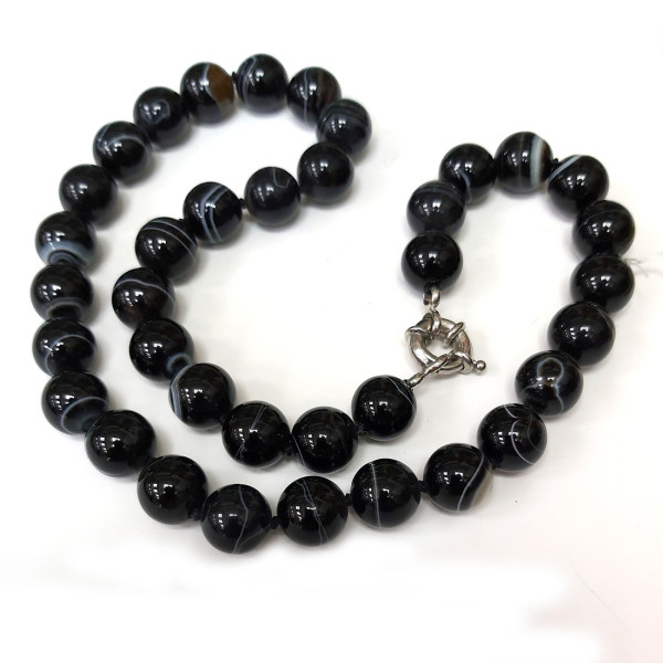 Бусы из агата черного №765 Бусы из агата черного №765