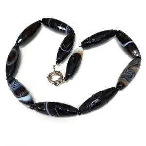 Бусы из агата черного №767