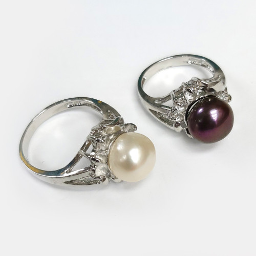 Кольцо с искусственно выращенным жемчугом №28