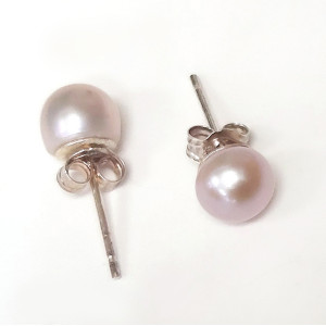 Пусеты из жемчуга розовые №7070-1