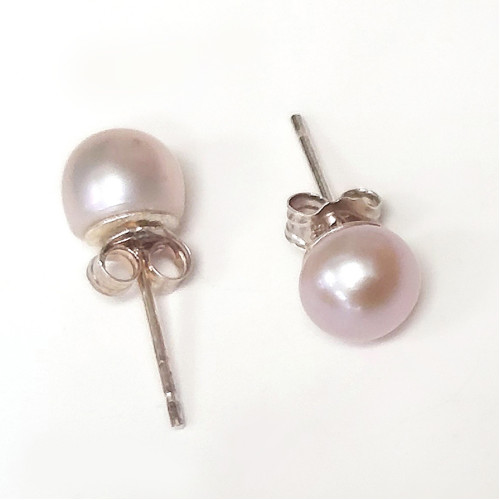 Пусеты из жемчуга розовые №7070-1