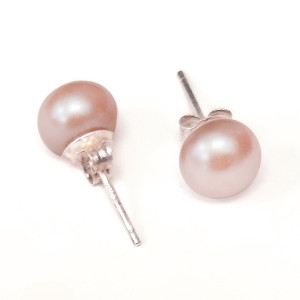 Пусеты из жемчуга розовые №8520-2