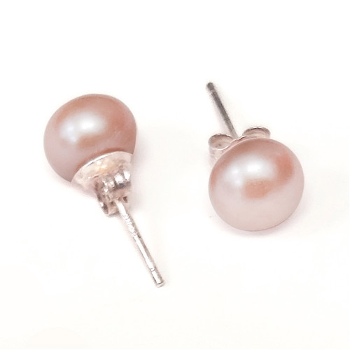 Пусеты из жемчуга розовые №8520-2