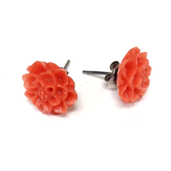 Пусеты из коралла №1511 Пусеты из коралла №1511