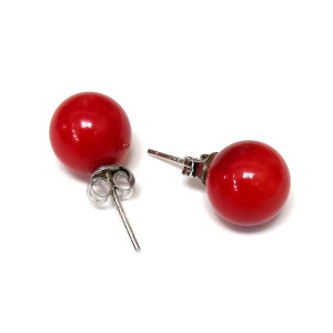 Пусеты из коралла №8302