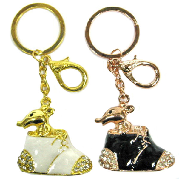 Брелок со стразами "Мышка в тапке" №1526 Брелок со стразами "Мышка в тапке" №1526