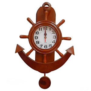 Часы настенные "Морская тема Якорь-штурвал" №1088