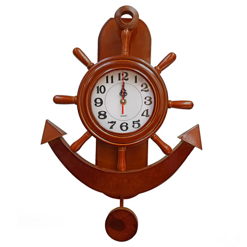 Часы настенные "Морская тема Якорь-штурвал" №1088
