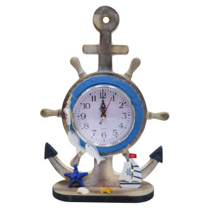 Часы настольные "Морская тема Якорь-штурвал" №2020-40