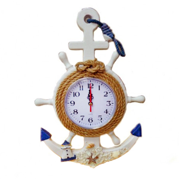 Часы настенные "Морская тема Якорь-Штурвал" №26HA Часы настенные "Морская тема Якорь-Штурвал" №26HA