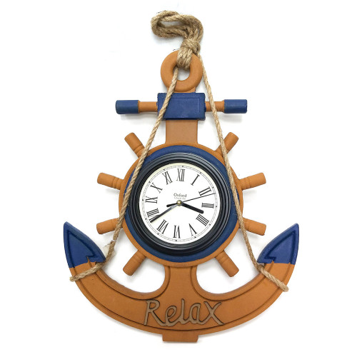 Часы настенные "Морская тема Якорь-штурвал" №4334B