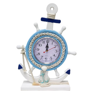 Часы настольные "Морская тема Якорь-штурвал" №7125-10