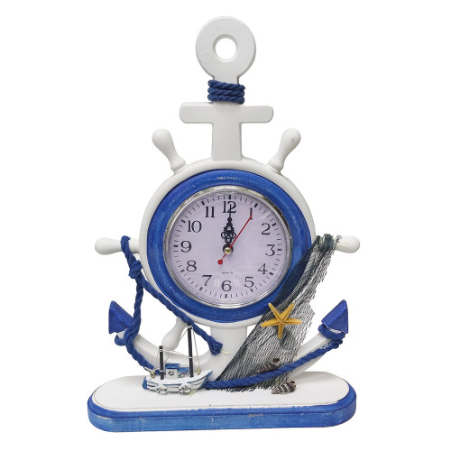 Часы настольные "Морская тема Якорь-штурвал" №7125-11