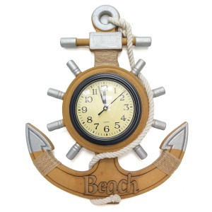 Часы настенные "Морская тема Якорь-штурвал" №7125-13