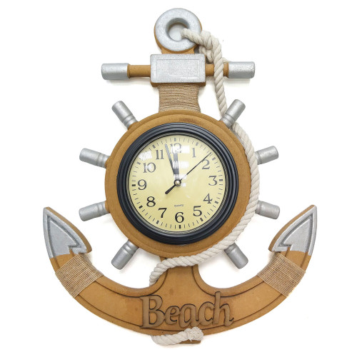 Часы настенные "Морская тема Якорь-штурвал" №7125-13