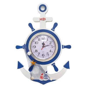 Часы настенные "Морская тема Якорь-штурвал" №7125-15