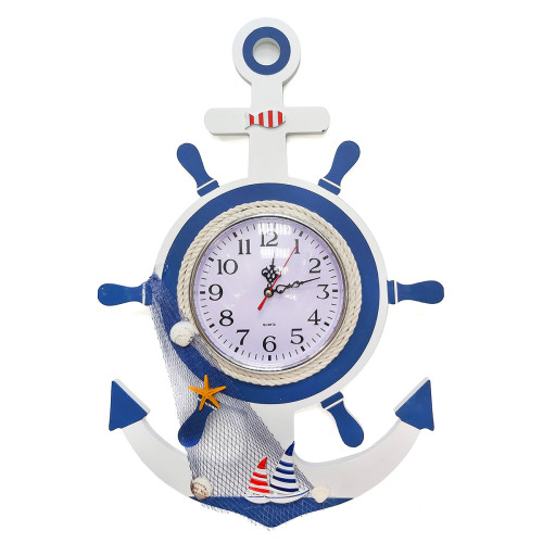 Часы настенные "Морская тема Якорь-штурвал" №7125-15
