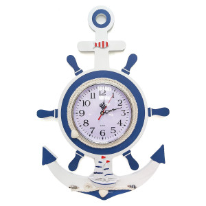 Часы настенные "Морская тема Якорь-штурвал" №7125-15