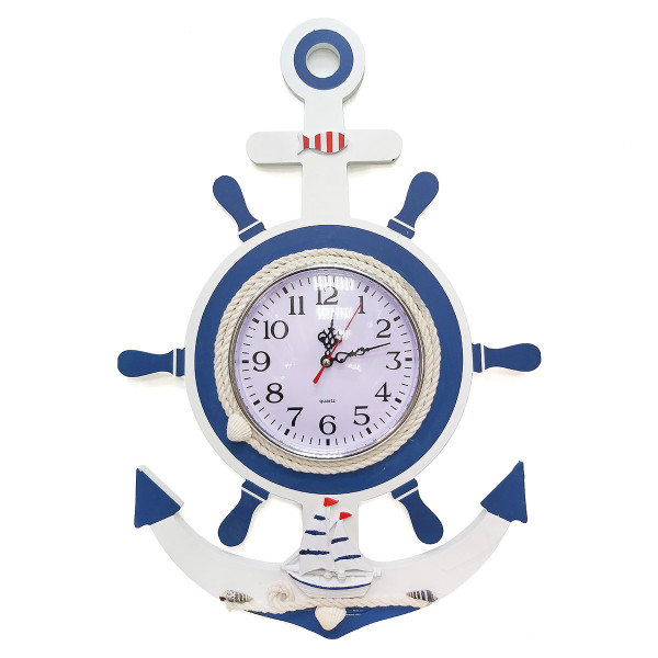 Часы настенные "Морская тема Якорь-штурвал" №7125-15