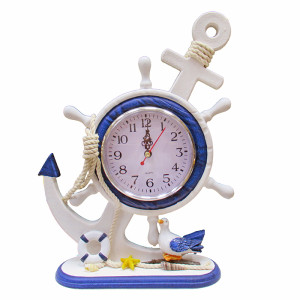 Часы настольные "Морская тема Якорь-Штурвал" №BH