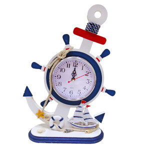 Часы настольные "Морская тема Якорь-штурвал" №CH184B