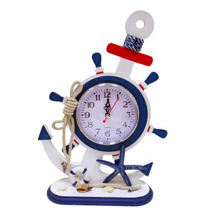 Часы настольные "Морская тема Якорь-штурвал" №CH185A