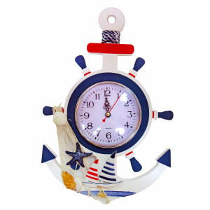 Часы настенные "Морская тема Якорь-штурвал" №CH186A