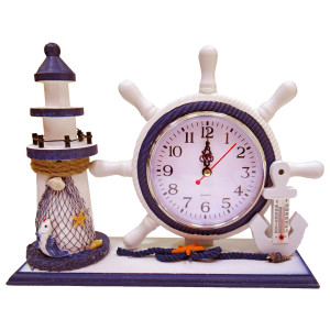 Часы настольные "Морская тема Штурвал-маяк" №CH35B