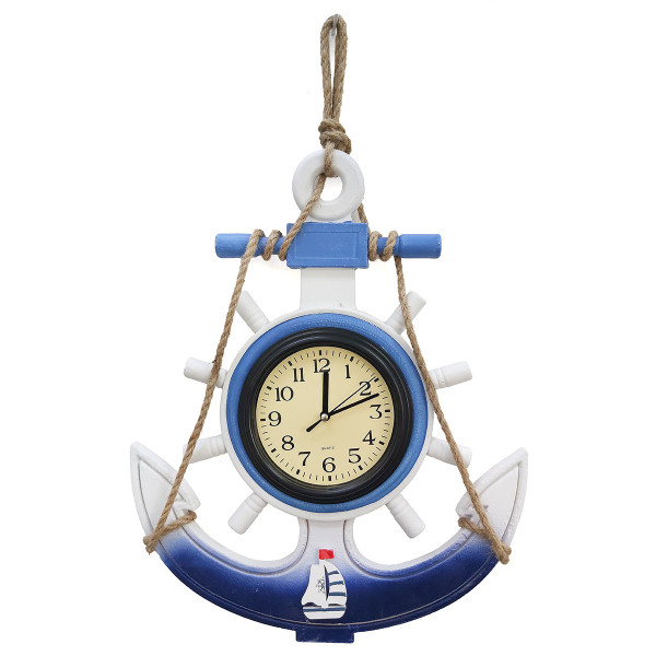 Часы настенные "Морская тема Якорь-штурвал" №D116A Часы настенные "Морская тема Якорь-штурвал" №D116A