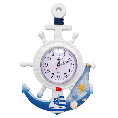 Часы настенные "Морская тема Якорь-штурвал" №F117B