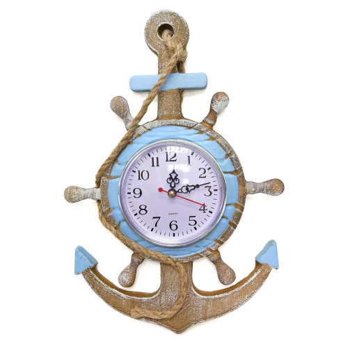 Часы настенные "Морская тема Якорь-штурвал" №H1577