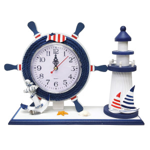 Часы настольные "Морская тема Штурвал-маяк" №H70A