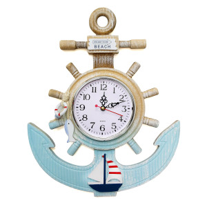 Часы настенные "Морская тема Якорь-штурвал" №K372