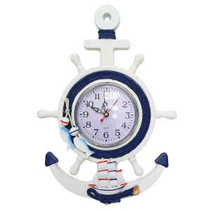 Часы настенные "Морская тема Якорь-штурвал" №K515C