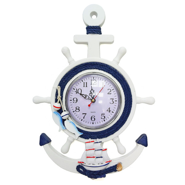 Часы настенные "Морская тема Якорь-штурвал" №K515C Часы настенные "Морская тема Якорь-штурвал" №K515C