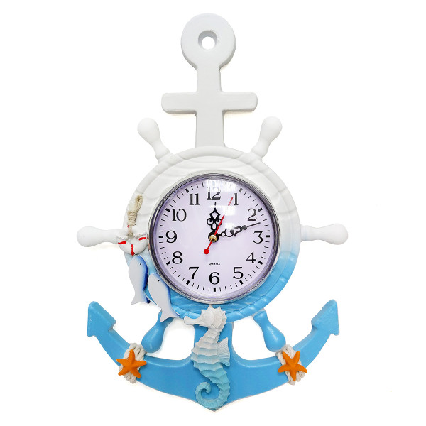 Часы настенные "Морская тема Якорь-штурвал" №S816A Часы настенные "Морская тема Якорь-штурвал" №S816A