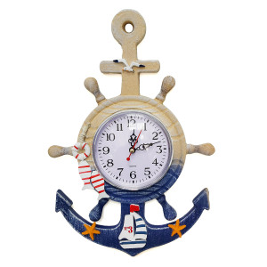Часы настенные "Морская тема Якорь-штурвал" №S815A