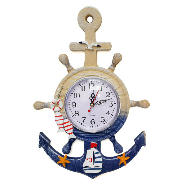 Часы настенные "Морская тема Якорь-штурвал" №S815A Часы настенные "Морская тема Якорь-штурвал" №S815A