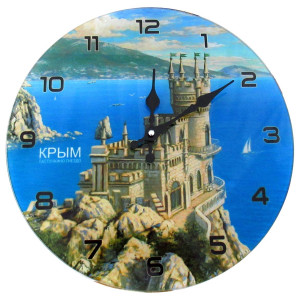 Часы стеклянные 35х35 "Крым. Ласточкино Гнездо" цв. №CH34-1A
