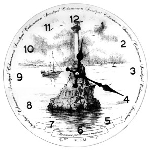 Часы стеклянные 35х35 "Севастополь" ч/б №CH34-2B