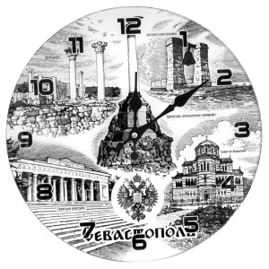 Часы стеклянные 35х35 "Севастополь" ч/б №CH34-4B