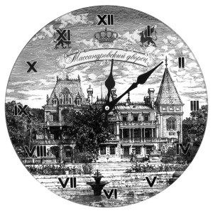 Часы стеклянные 35х35 "Массандровский дворец" ч/б №CH34-5B