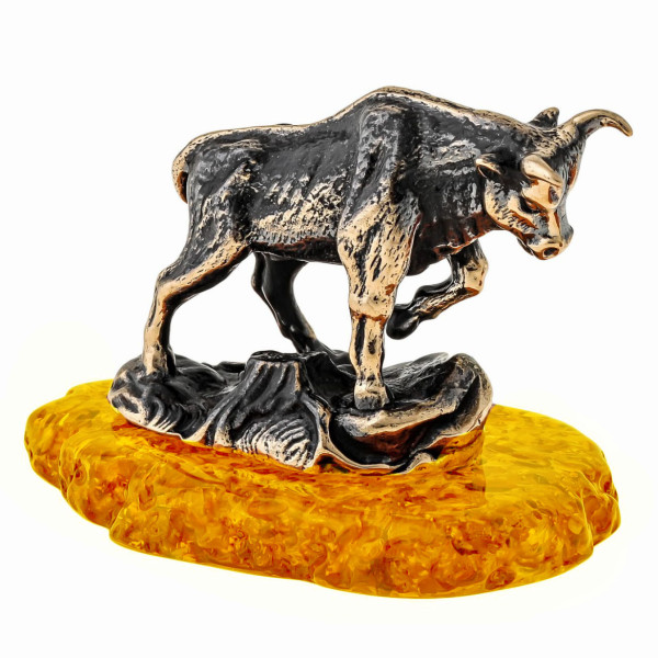 Фигурка из бронзы и янтаря "Бык Брангус" №1521B Фигурка из бронзы и янтаря "Бык Брангус" №1521B