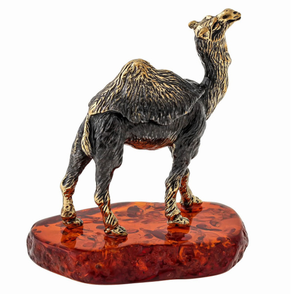 Фигурка из бронзы и янтаря "Верблюд в пустыне" №1595K Фигурка из бронзы и янтаря "Верблюд в пустыне" №1595K