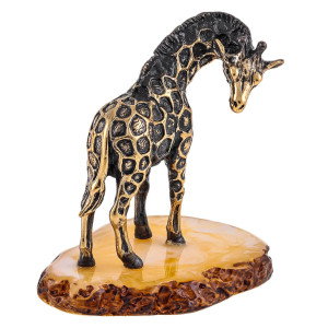 Фигурка из бронзы и янтаря "Жираф Нубийский" №1614B