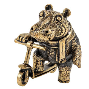 Фигурка из бронзы "Бегемот на самокате" №1653-1