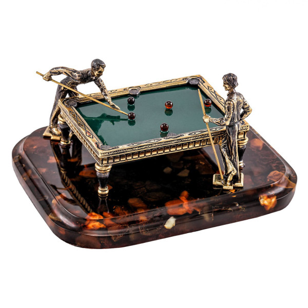 Фигурка из бронзы и янтаря "Бильярд Большой" №1818K Фигурка из бронзы и янтаря "Бильярд Большой" №1818K