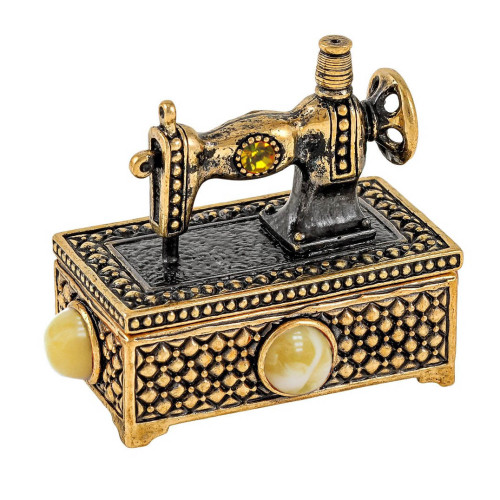 Фигурка из бронзы и янтаря "Сундук Швейная машина для иголок" №1879B
