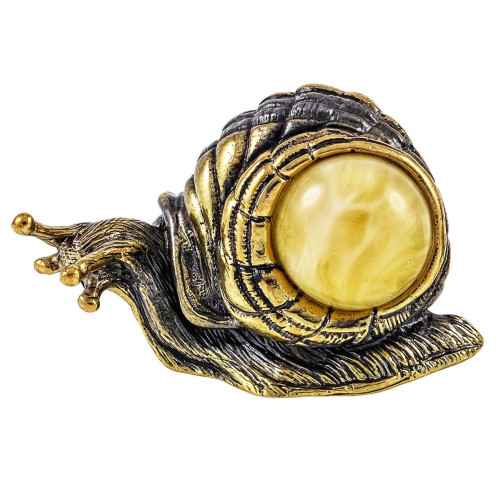 Фигурка из бронзы и янтаря "Улитка Моника" №1921B