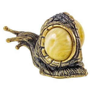 Фигурка из бронзы и янтаря "Улитка Моника" №1921B